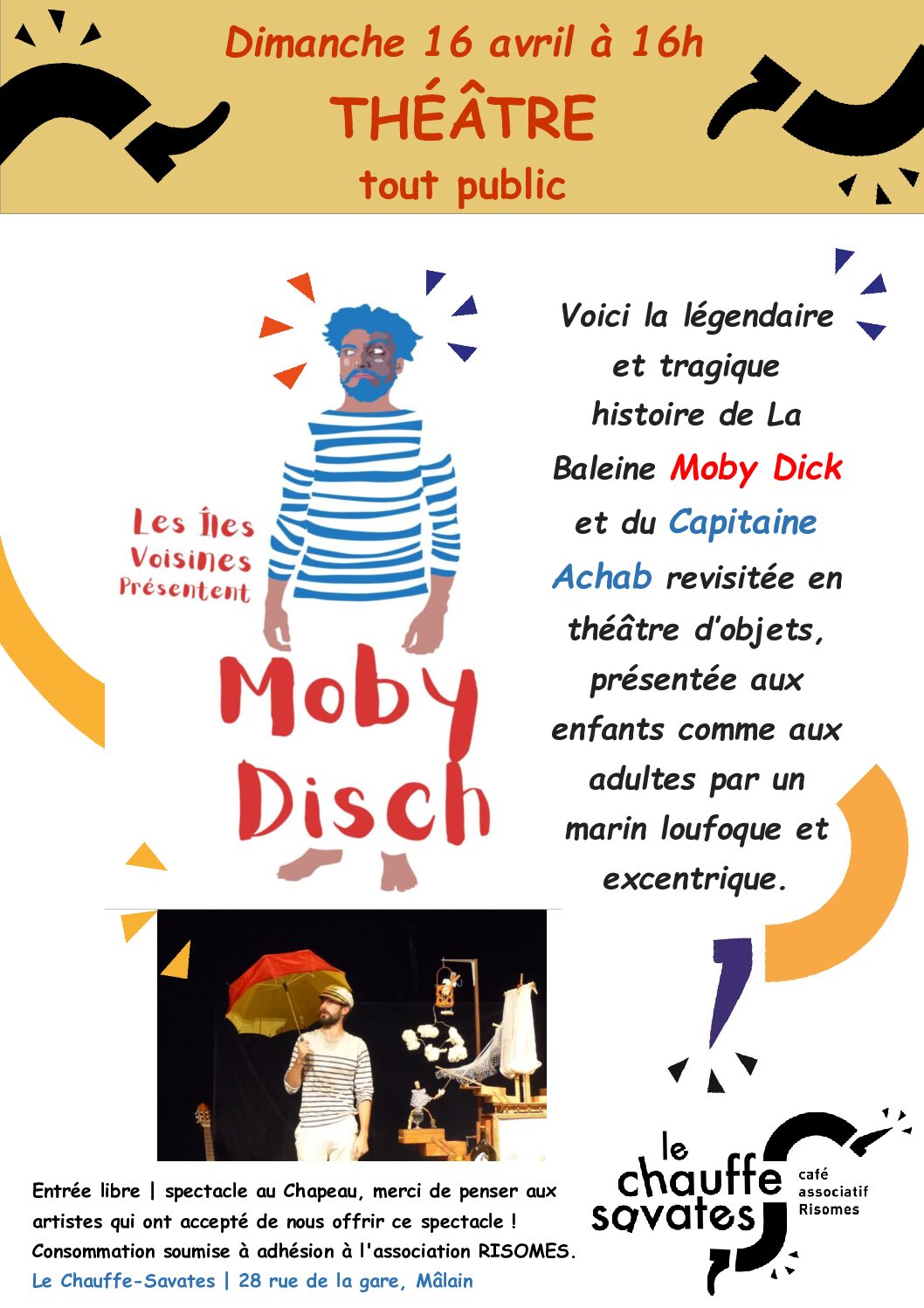 [Théâtre] Moby Dish au Chauffe Savates le 16 avril