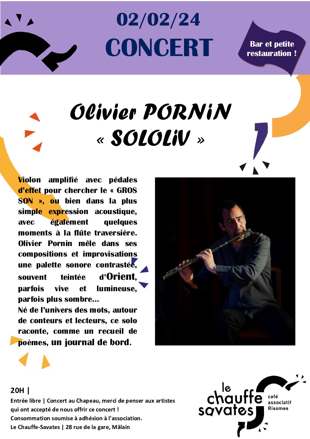 [Concert]  « Sololiv » de Olivier Pornin – 2 février 2024