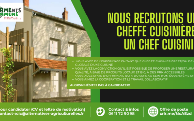 Offre d’emploi –  Cheffe cuisinière / Chef cuisinier