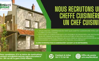Offre d’emploi –  Cheffe cuisinière / Chef cuisinier